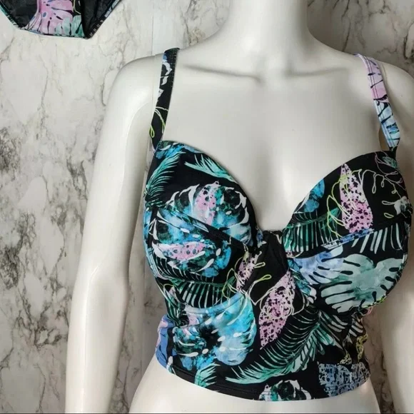 Torrid Tropical Underwire Bikini Top & Lattice Mesh Swim Bottoms